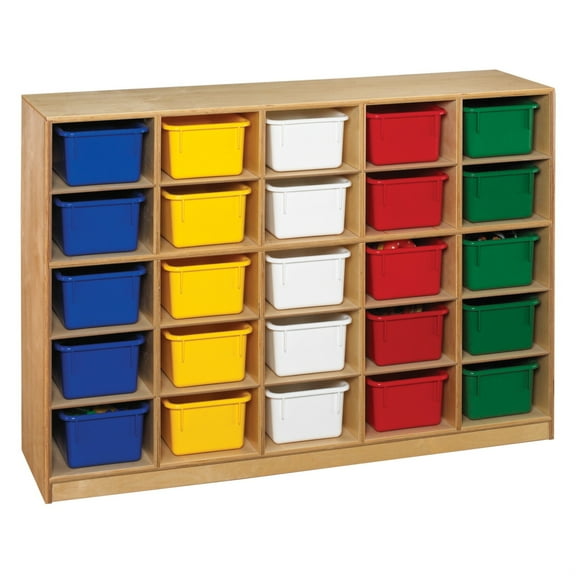 Childcraft Mobile Cubby with 25 Assorted Color Trays, 47-3/4 W x 13 D x 36 H in