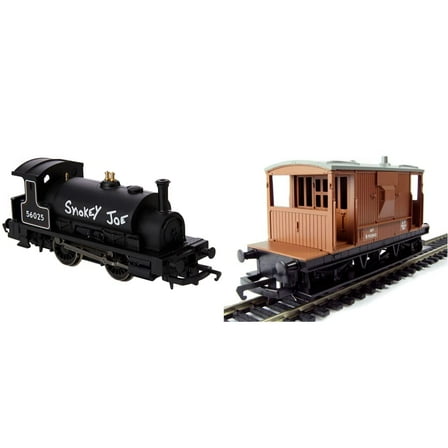 Hornby R3064 RailRoad BR Smokey Joe 00 Gauge Steam Locomotive, Black & R6368 RailRoad BR 20 Ton
