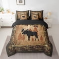 thumbnail image 3 of Homewish Woodland Animal Moose 7-Piece Bedding Comforter Set,Brown Pine Cone King Bedding Sets,Country Farmhouse Lodge Bed Sheets For Boys Teens,Ultra Soft Home Decor Reversible, 3 of 9