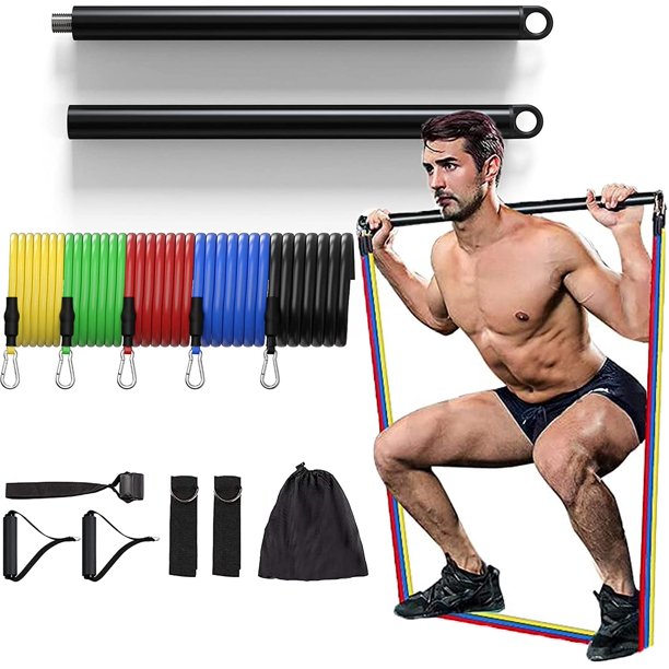 Resistance Bands Set with Workout Bar,Pilates Bar Kit Exercise Elastic