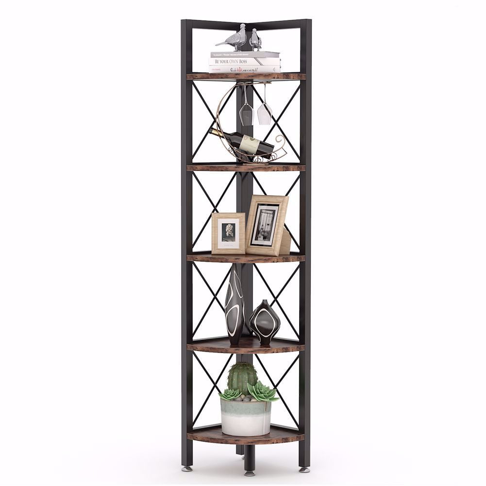 5 Tier Corner Shelf Stand Storage Display Rack Bathroom Home Bookcase Black New 