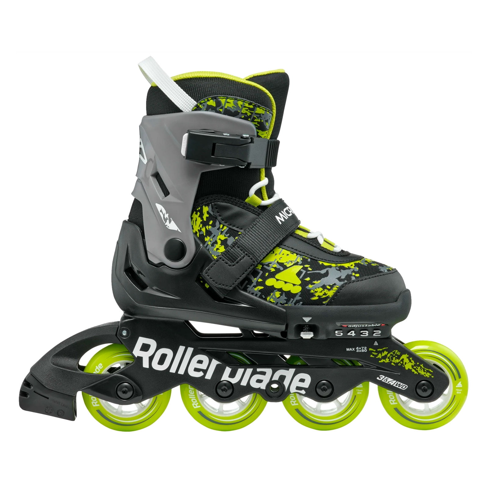 ROLLERBLADE Kids' Microblade SL Black/Lime Skates, Size: 2-5 (86B0751540NG01-2-5)
