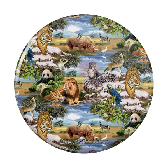 World Wildlife Snow Leopard Rhino Wolf Lion Pattern Pinback Button Pin