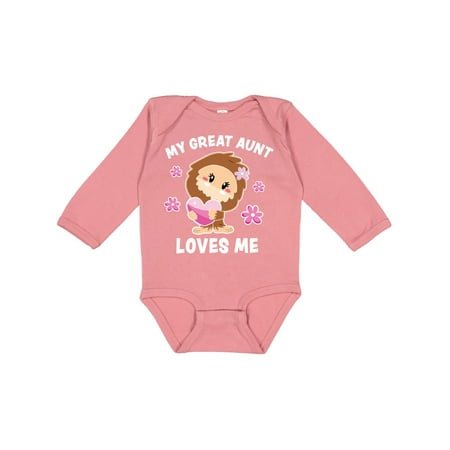 

Inktastic My Great Aunt Loves Me with Bigfoot Gift Baby Girl Long Sleeve Bodysuit