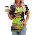 thumbnail image 1 of Qiopertar Haut Décontracté à Manches Courtes pour Femmes, Col Rond Imprimé, Grandes Économies de Vacances! Liquidation à Moins de 5$ Livraison Gratuite, 1 of 6