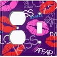 thumbnail image 4 of Metal Light Switch Plate Cover Lipstick Kisses Love Romance Dark Purple LOV009, 4 of 13