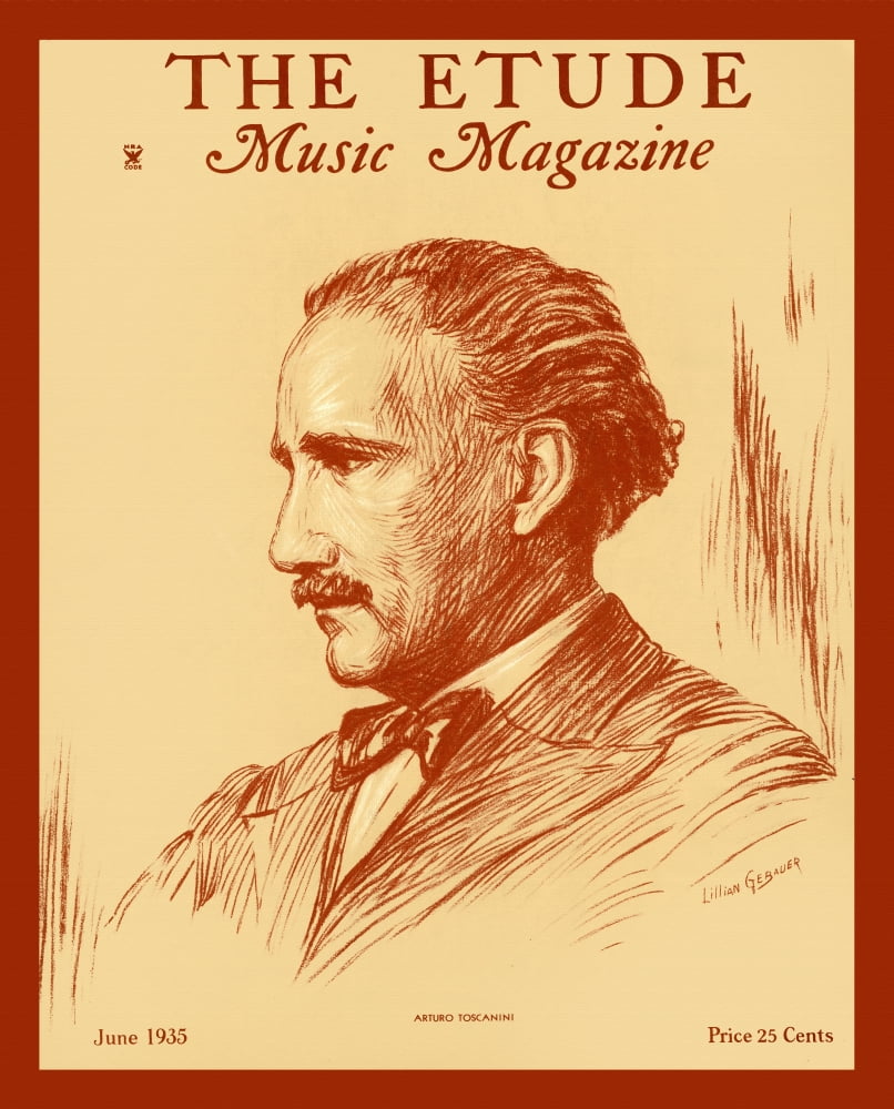 Cover to the magazine, "Etude" from June 1935 featuring Arturo Toscanini  Poster Print by Lillian Gebauer (24 x 36) - Walmart.com