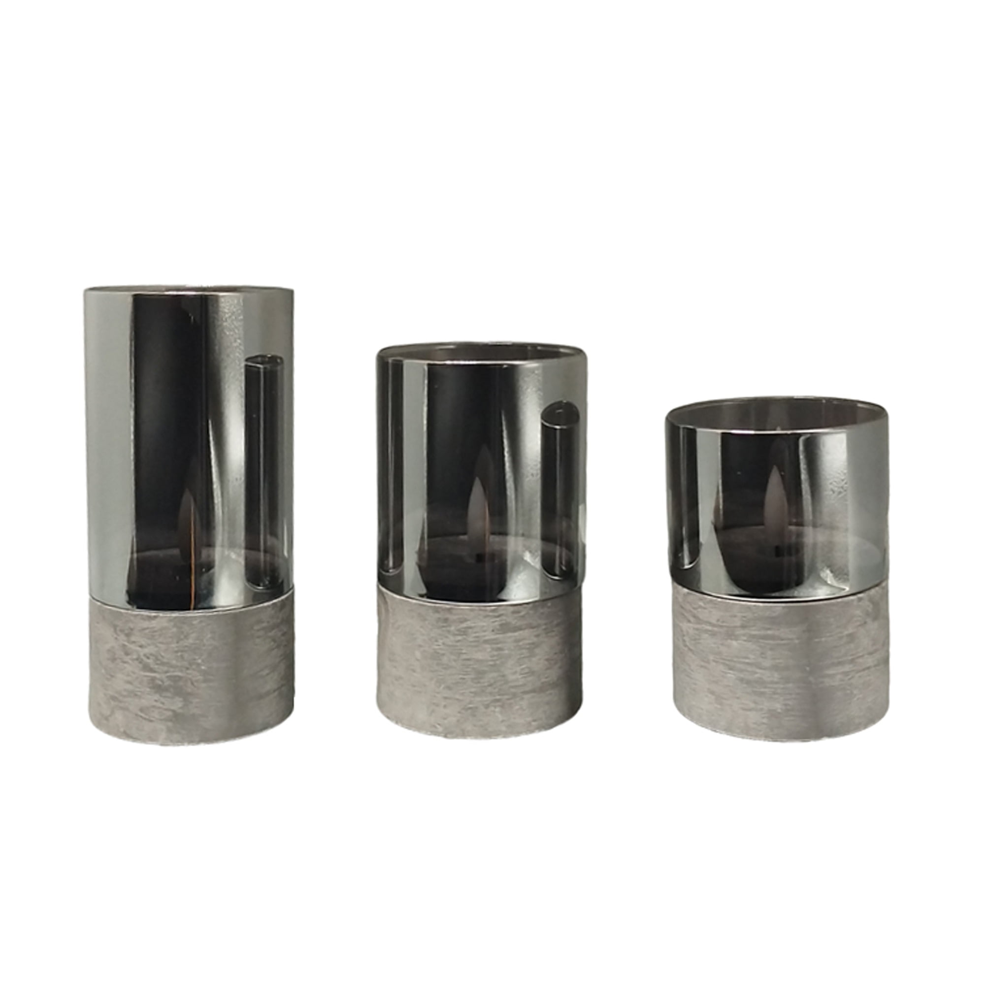 Mainstays Grey Rechargeable Flameless LED Pillar Candles,Various Sizes,3 pack