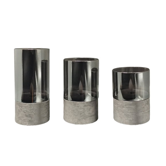 Mainstays gris Rechargeable sans flamme LED pilier bougies, différentes tailles, paquet de 3