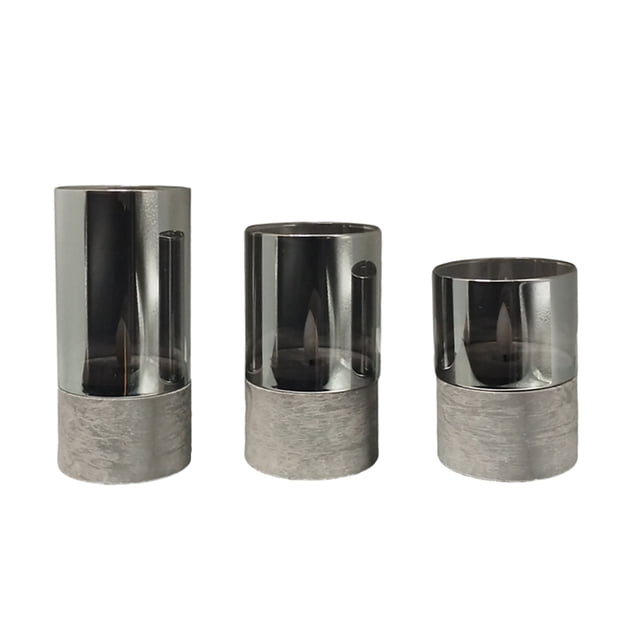 Mainstays Grey Rechargeable Flameless LED Pillar Candles,Various Sizes,3 pack