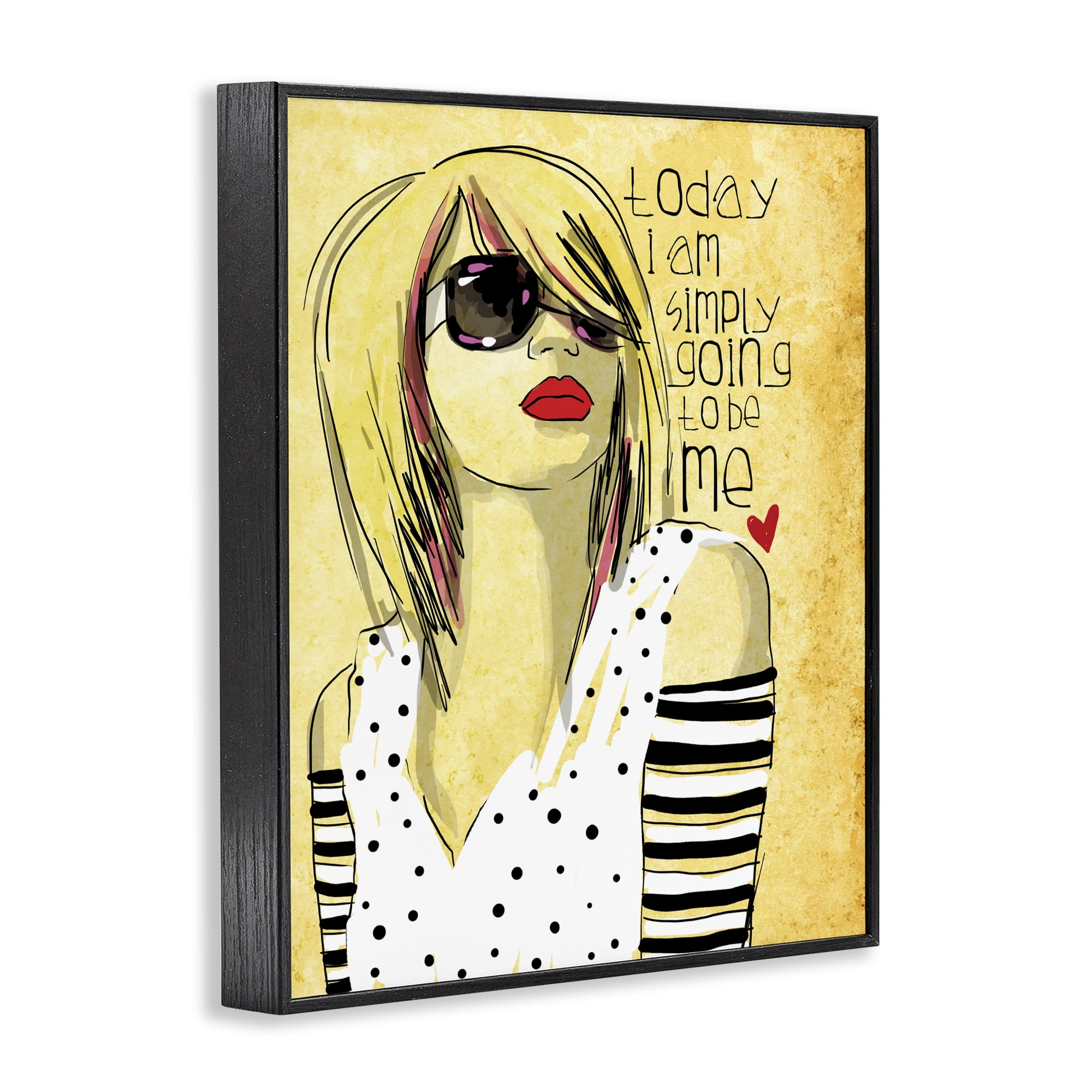 Stupell Industries Today I Am Simply Me Black Framed Giclee Art, design by Suzanne Millius