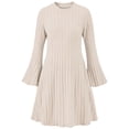 thumbnail image 3 of YUANxueke Long Bell Sleeve Ribbed Knit Dress for Girls Casual Crewneck Fashion Fall Winter Outdoor Dress for 5-15 Years, 3 of 8