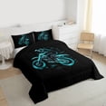 thumbnail image 3 of jejeloiu Speed Game Full Size Comforter Sets,Cyan Motor Biker Bedding Sets For Men Women Reversible 3pcs, 3 of 8