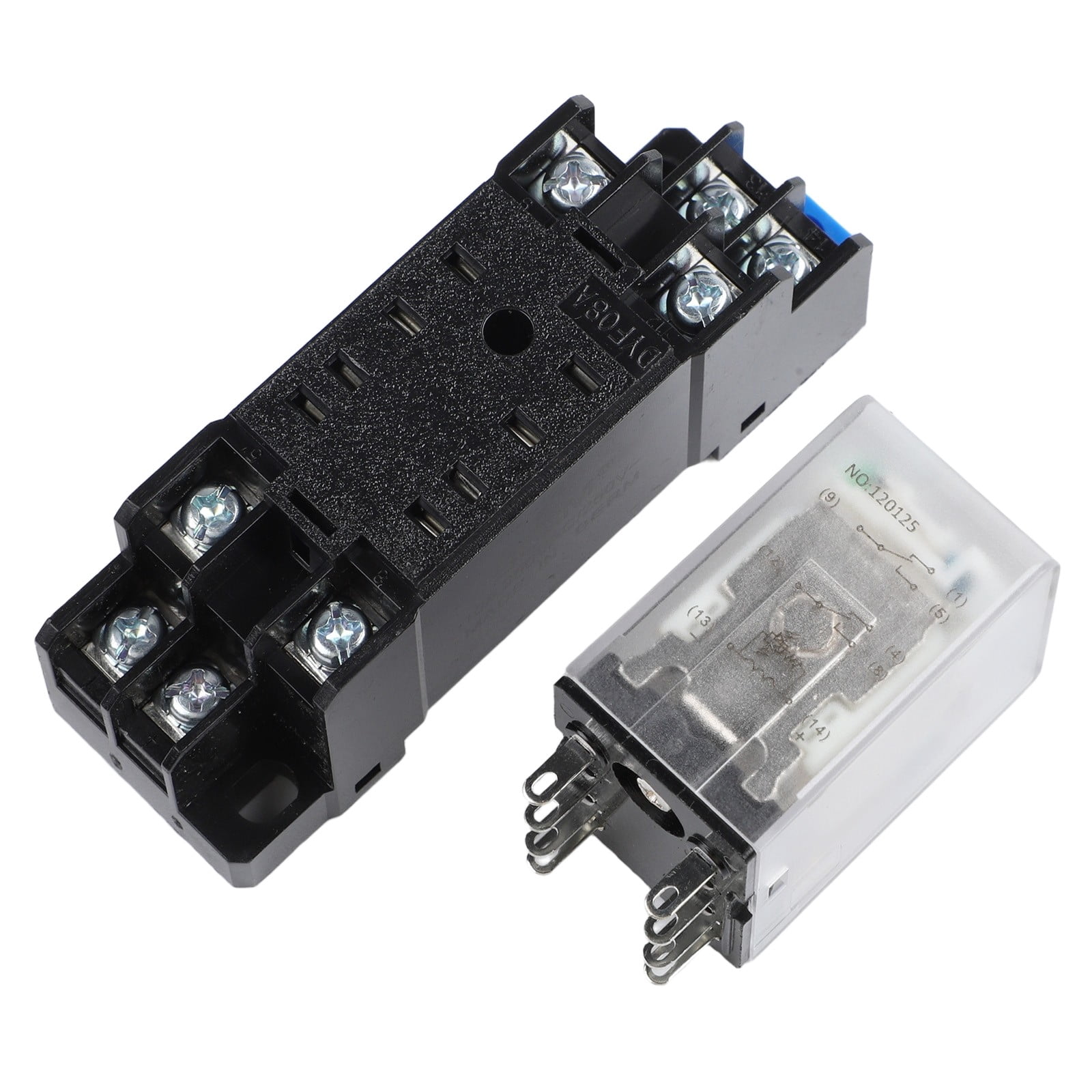 3PC DC 12V Coil 8Pin DPDT 35mm DIN Rail Electromagnetic Power Relay + Socket