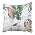 thumbnail image 1 of Funda de Almohada Colorido Animal Tropical con Loros Protea y Hojas Acuarela Verde Botánico 45x45 cm ABPHQTO, 1 of 1