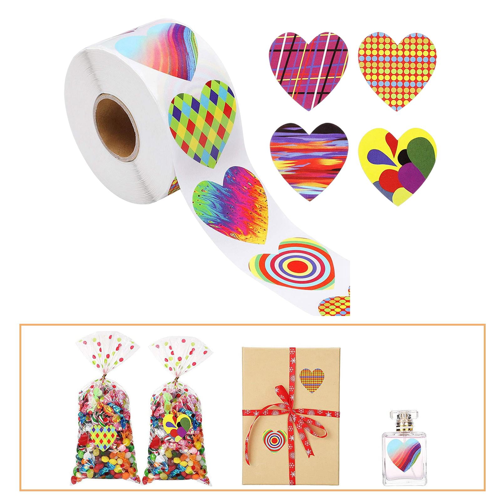 Milageto 2x500 Pieces Heart Stickers Roll for Valentine'S Decor Party Favor Supplies 4 Pcs