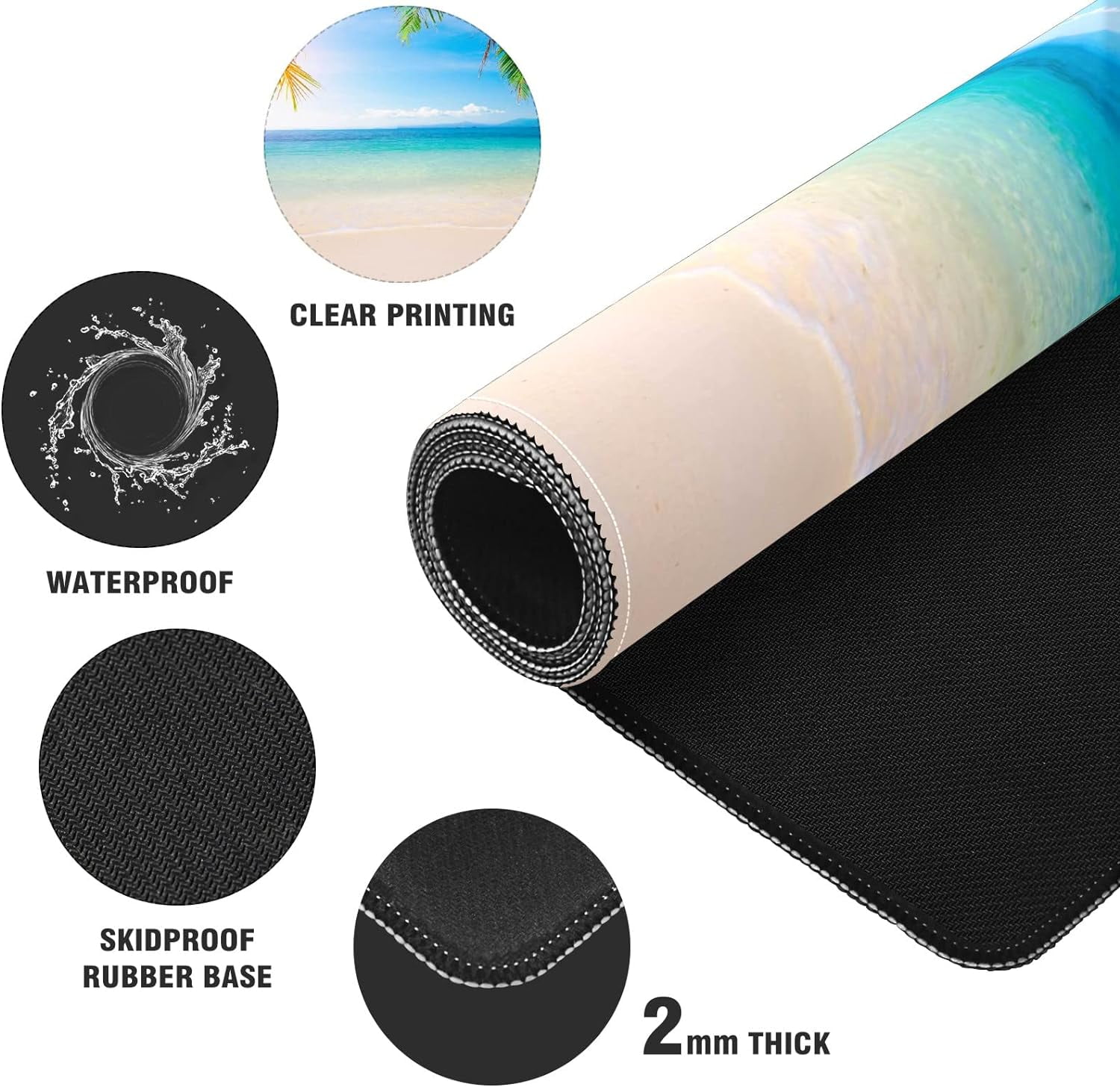 Sunshine Tropical Palm Trees Beach Desk Mat, Desk Accessory, Cute Workspace, Trendy Workspace, Trendy, 35.4x15.7in Large Gaming Mouse Pad, Cute Desk Topper, Pretty Desk Pad