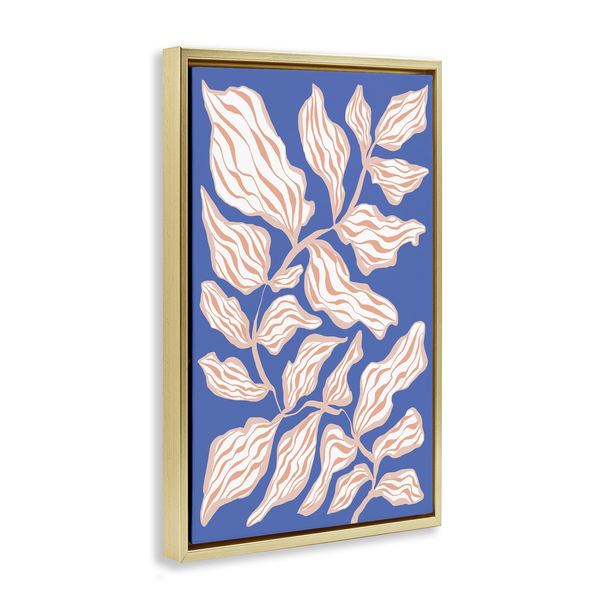 Stupell Industries Curving Leaves Impression Botanical & Floral Painting Gold Floater Framed Art Print Wall Art, 21 x 31