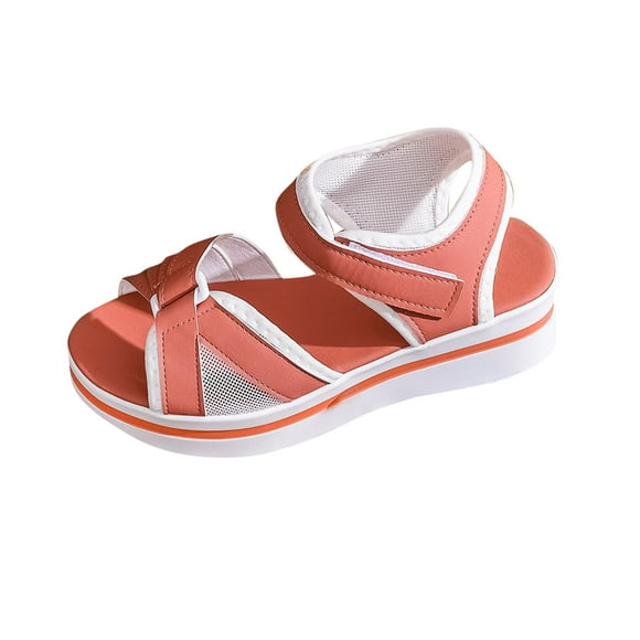 Hopeusnice Sandals for Women Trendy Non-Slip Breathable Women's Sandals Open Toe Soft Thick-Soled Platform Heel PU Materials Summer Shoes Roman Flexible Walking Shoes Pink 39