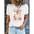 thumbnail image 1 of Camiseta gráfica informal para mujer: cómoda camiseta de manga corta con cuello redondo, perfecta para verano y deportes. Top deportivo para el tiempo libre., 1 of 7