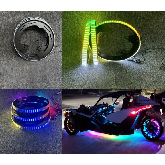 Tzvmny 3 Piece LED Chasing Exterior Decorative Lights Fits Polaris Slingshot, Music App, Remote