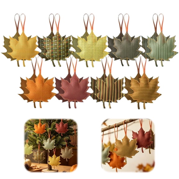 18 Pcs Fall Ornaments for Tree, Wooden Maple Leaf Harvest Decor,Fall Christmas Tree Decorations, Autumn Party Thanksgiving Holiday Wall Decor,A