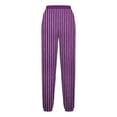 thumbnail image 4 of SYMOID Womens Purple High Waisted Striped Drawstring Pants - Loose Fit Tapered Ankles Poly Cotton Blend,Size M, 4 of 5