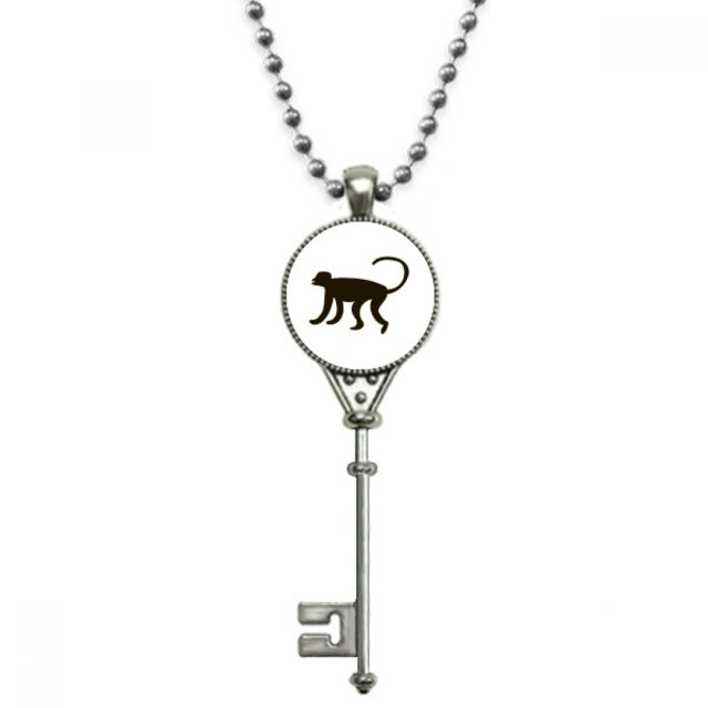 Mono Negro Animal imagen Colgante Collar Vintage Llavero Plata Joyas Unbranded M