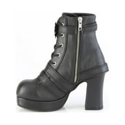 Demonia GOTHIKA-66 Women's 3 3/4 Heel Platform Lace-Up Front Mid-Calf Boots with Spider Web Buckle & Charms