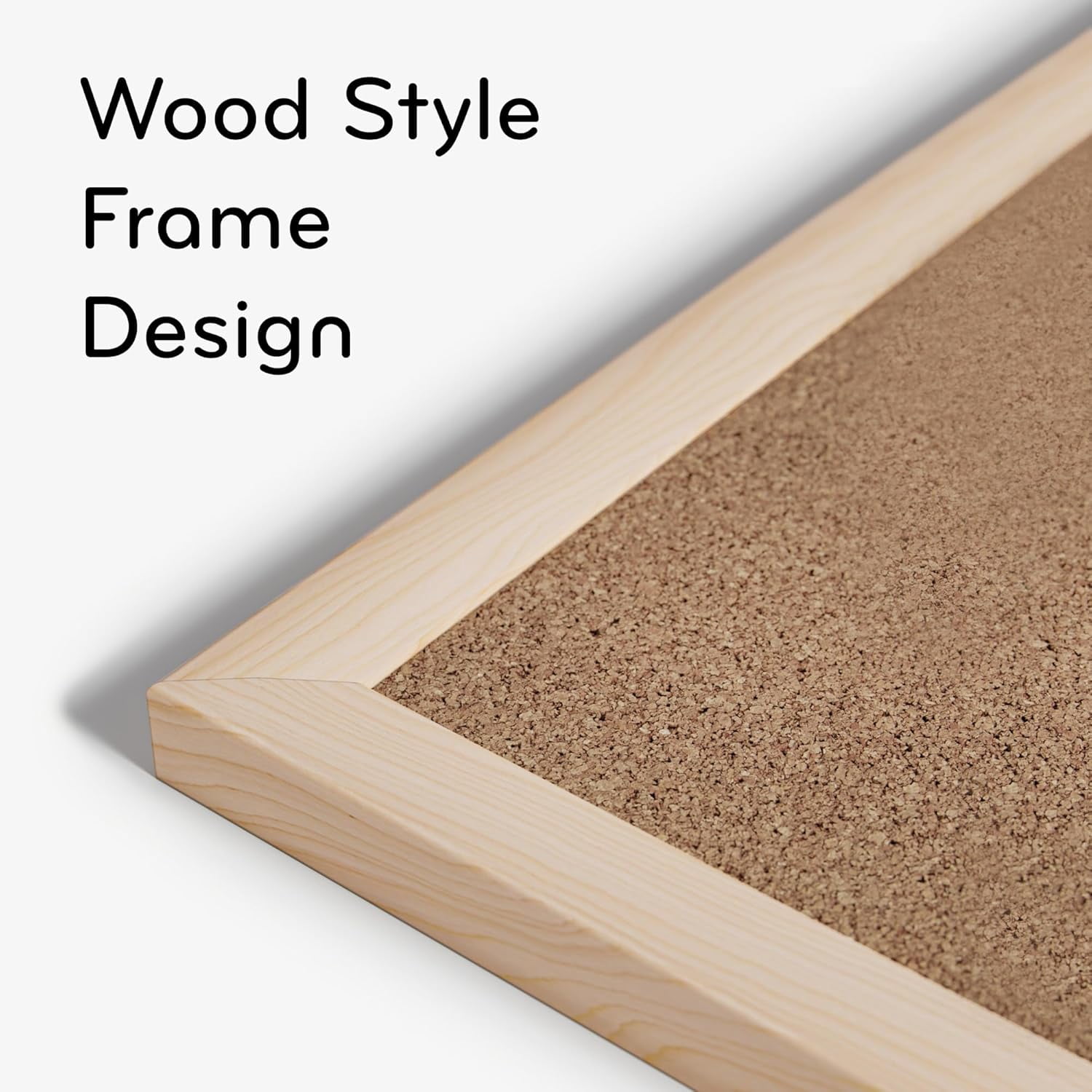 Cork Bulletin Board, 18" x 24" Inches, Light Birch Wood Frame (265U00-01)