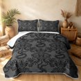 thumbnail image 2 of Erosebridal Boho Damask Twin Quilt Set, Vintage Snake Twin Coverlet Set, Charcoal Grey Black 2-Piece, 1 Bedspread and 1 Pillowcase, 2 of 7