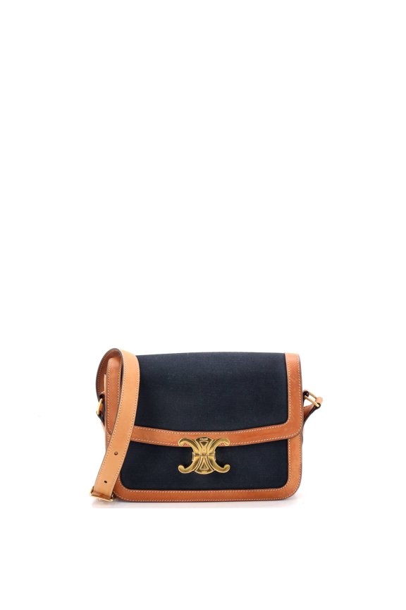Pre-Owned Triomphe Shoulder Bag Canvas with Leather Medium By Rebag