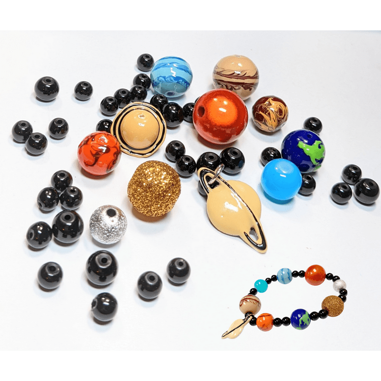 Solar System Space Universe Planets Glass Beads For Jewelry Making, DIY Bracelet  Supplies, Gift For Beader, 40 pcs 
