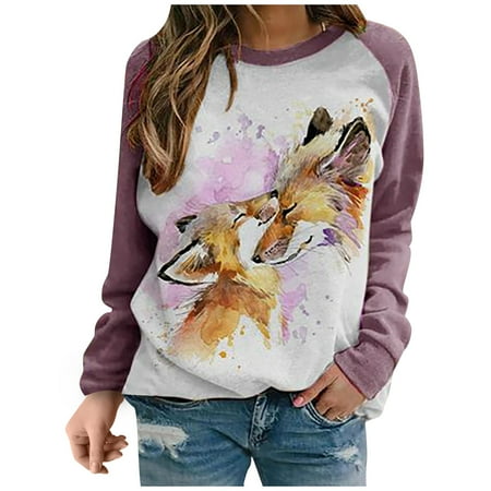 

Pianpianzi Pretty Scrub Tops Women Womens plus Work Blouses Womens Mock Neck Shirt Women Lady Fashion Animal Printed Long Sleeve O-Neck Shirts Blouse Tunics Tops