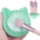 thumbnail image 1 of 2 in 1 Design Makeup Brush Cleaning Mat with Brush Drying Rack, Silicone Cat Shaped Brush Cleaner Pad & Cosmetic Brush Organizer, Portable Wash, 1 of 3
