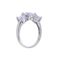 thumbnail image 4 of Rhodium Plated 925 Sterling Silver 3 Clear CZ Bridal Band Ring White Jewelry Female Size 6, 4 of 4