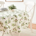 thumbnail image 2 of Violet Linen European Olives Branch Pattern, Polyester Woven Printed Fabric, White and Green, 70 Inch Round, Seats 4 to 6 people, Tablecloths, 2 of 6