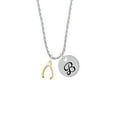thumbnail image 2 of Delight Jewelry Goldtone Wishbone Silvertone Script Initial Disc - B - Charm Necklace, 20"+3", 2 of 4