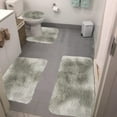 thumbnail image 4 of Bathroom Rug Set 4 Pcs Water Absorbent Soft Microfiber Rug Machine Washable Thick Plush Shaggy Bath Rug For Bathroom Shower Bath Mat For Tub Non Slip, 4 of 7