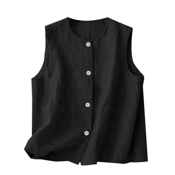 Vest Tops for Women Spring Solid Color Retro Literary Cotton Linen Casual Loose Versatile Outer Wear Fashion Womens Sleeveless Tops
