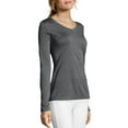 thumbnail image 5 of Hanes Sport Cool DRI Women's Performance Long Sleeve V-Neck T-Shirt Granite Heather L, 5 of 6