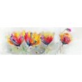 thumbnail image 3 of Four colored flowers on gray background - 20"x60" canvas - Print on demand, 3 of 5