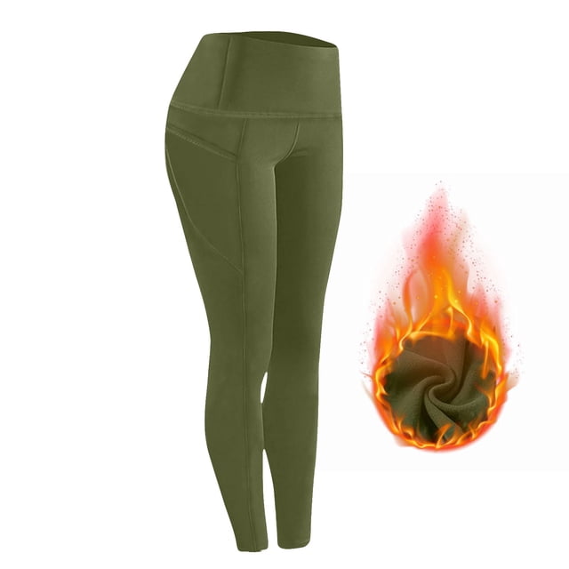 MKLEKYY Leggings deportivos para mujer, primavera y otoño invierno, color sólido, terciopelo, deportivos, fitness, gruesos, cálidos, con bolsillos laterales dobles, elásticos, pantalones de yoga