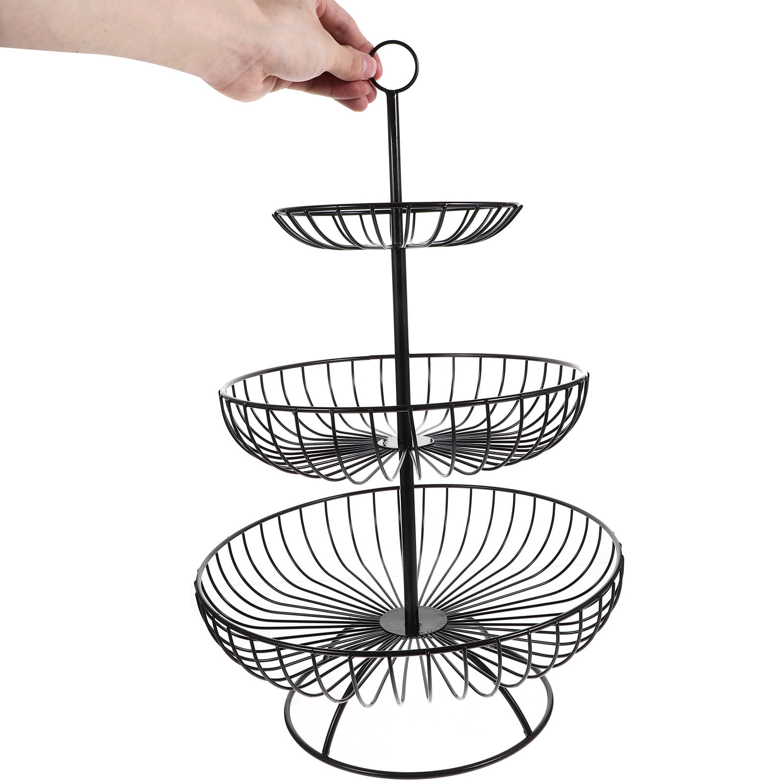 HONMEET Counter Fruit Basket Iron Fruit Storage Basket Black 1Pcs 30X30cm