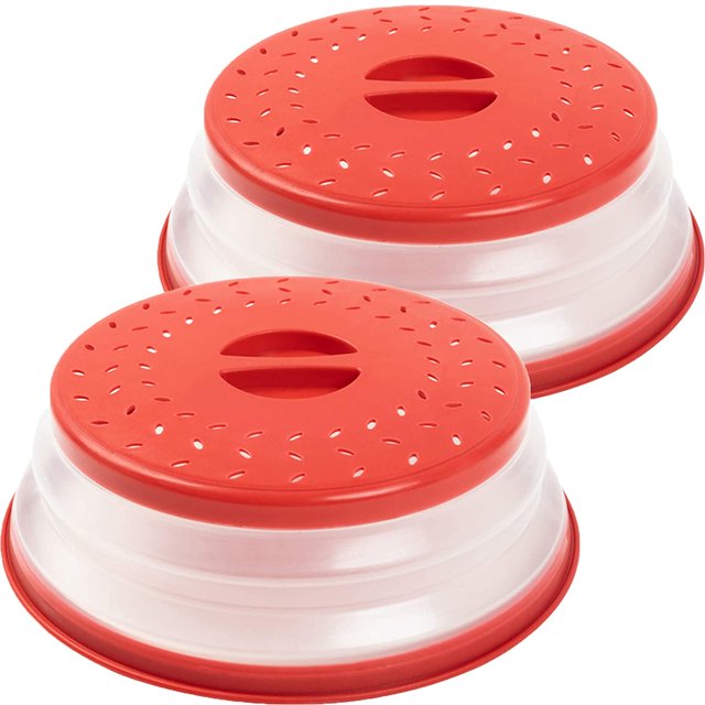 uds colador de tapa de placa de microondas plegable rojo para frutas y verduras, libre de BAP y no tóxico JFHHH pequeña