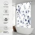 thumbnail image 6 of Extra Long 72"x84"Dark Blue Botanical Floral Shower Curtain Set with Hooks, Watercolor Ink Print and Dyed Plant Floral Bathroom Curtains, Waterproof Washable Lacquer Fabric for Bathroom, 6 of 6