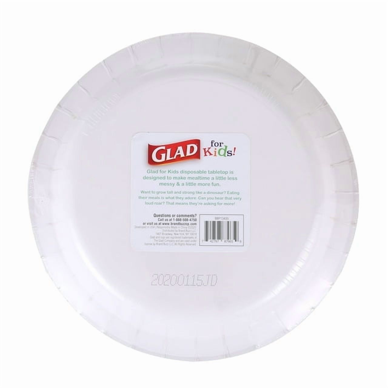 Glad Kids Dinosaurs Round Paper Plates 8.5 inches 20ct (2 pack)