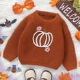 thumbnail image 5 of CXYYY Toddler Girls Halloween Sweaters Cute Pumpkin Knitted Graphic Tops Warm Comfort Pullover for Kids Fall Winter Clothes (Brown 9-12 Months), 5 of 5