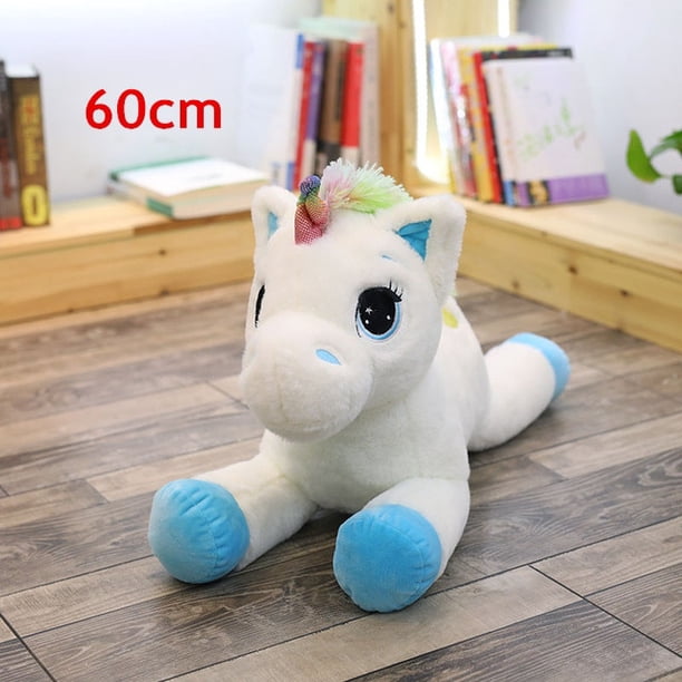 2021 New Arrival large unicorn plush toys cute pink white horse soft doll stuffed animal big toys for children birthday gift60cm blue Deng Xun unisex