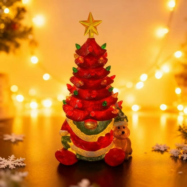 Adornos navideños, decoraciones navideñas, regalos navideños, farolillo enano luminoso con forma de cuernos a pilas, decoración navideña de resina para árbol de Navidad, decoración navideña de escrito